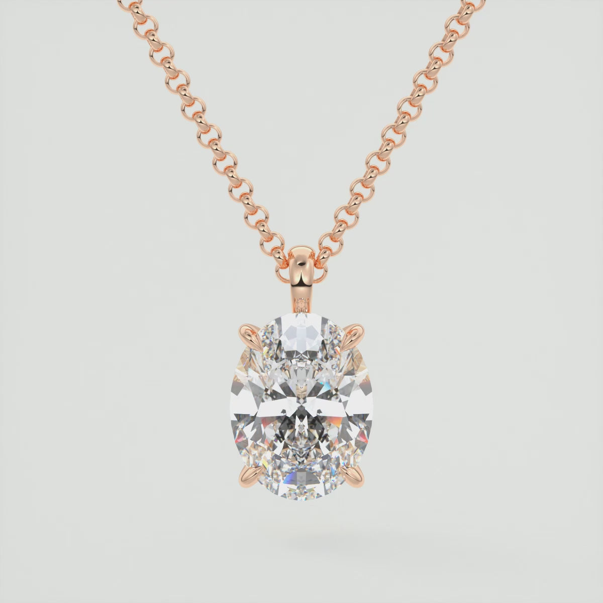 Seraphina Oval Prong Set Pendant Necklace – Lab-Grown Diamond or Moissanite