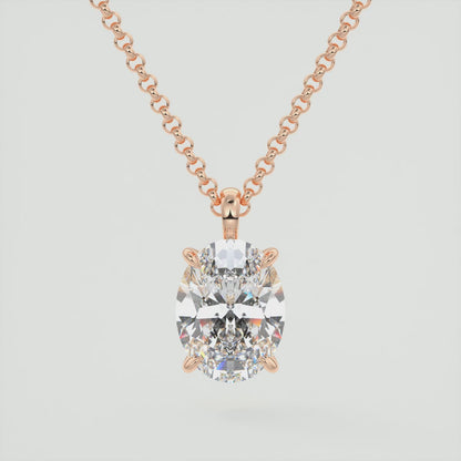 Seraphina Oval Prong Set Pendant Necklace – Lab-Grown Diamond or Moissanite