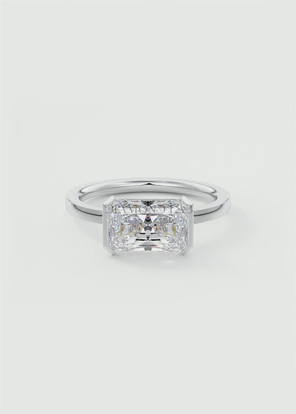 Alosta Elongated Radiant East-West Half Bezel Engagement Ring
