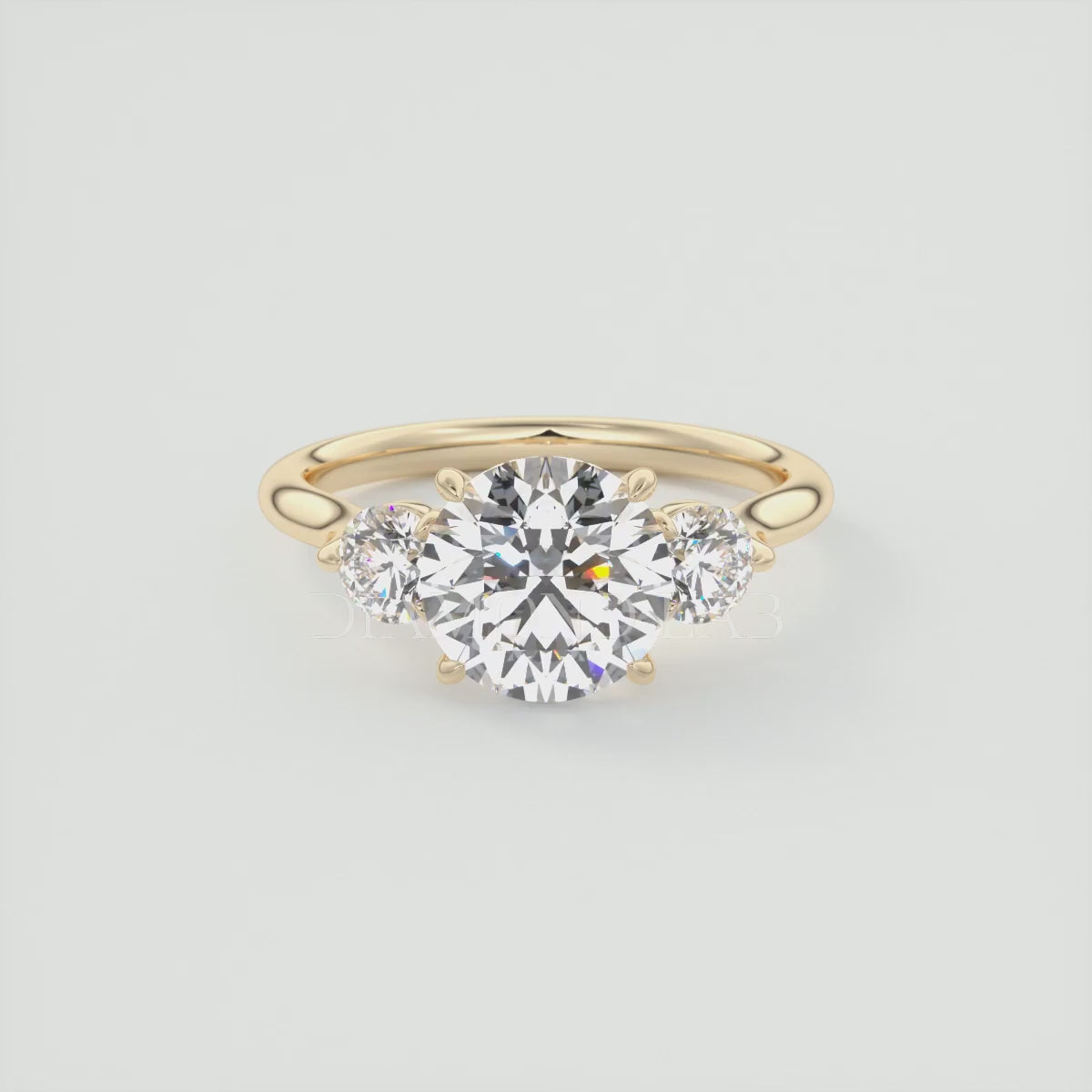Aveline Round Cathedral Three-Stone Engagement Ring