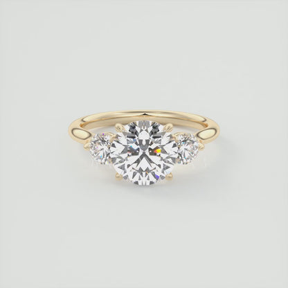Aveline Round Cathedral Three-Stone Engagement Ring