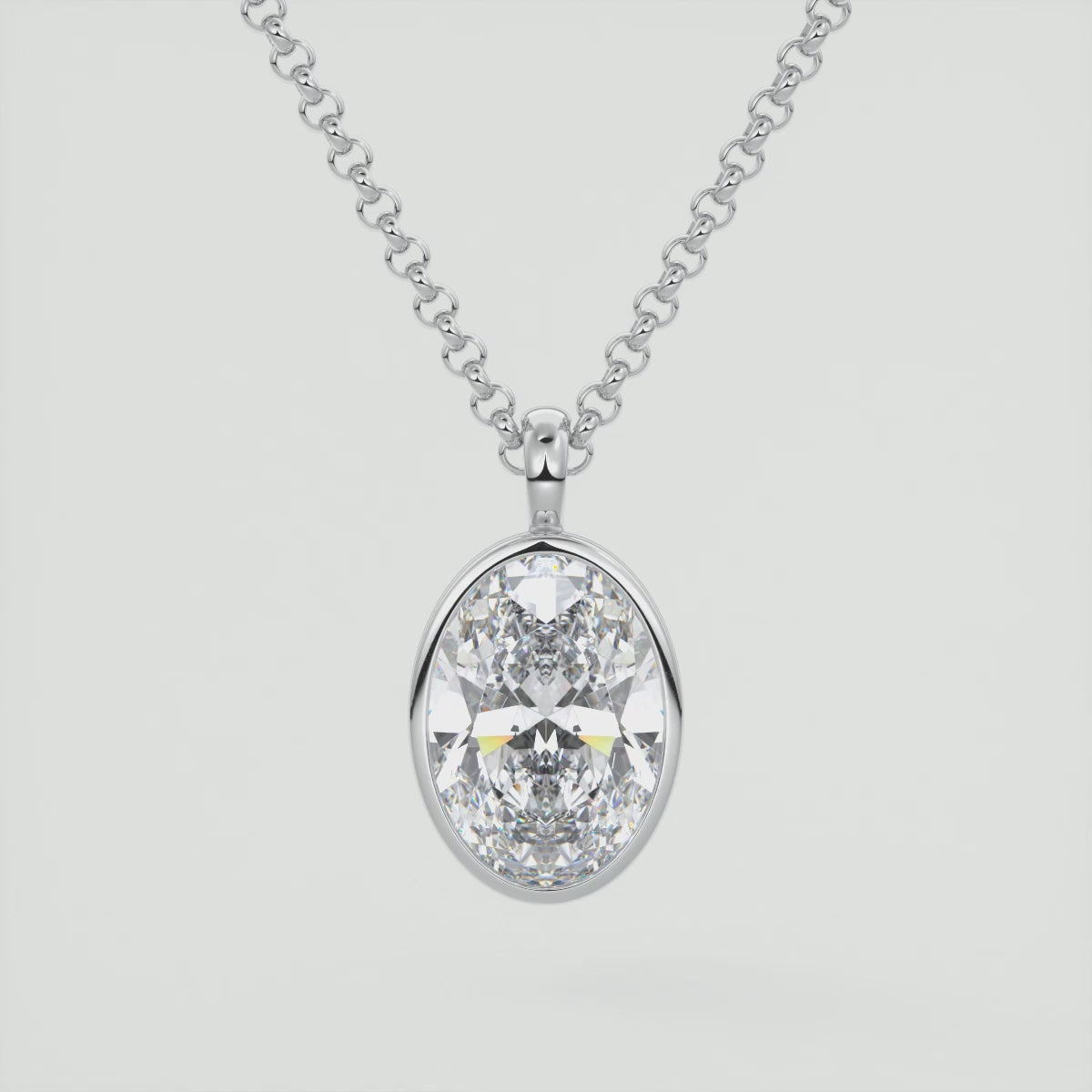 Valencia Oval Bezel Pendant Necklace – Lab-Grown Diamond or Moissanite
