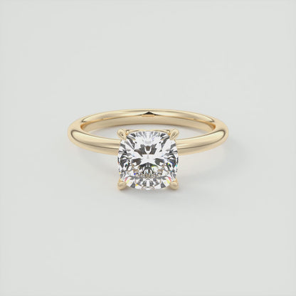 Celestia Cushion Solitaire Ring – Lab Diamond or Moissanite