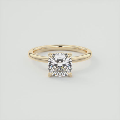 Luna Cushion Solitaire Ring – Lab Diamond or Moissanite