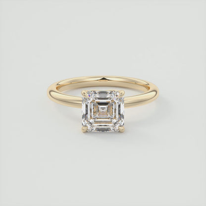 Celestia Asscher Solitaire Ring – Lab Diamond or Moissanite