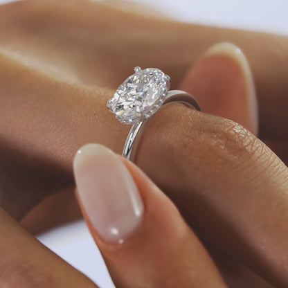 Celestia East-West Oval Hidden Halo Ring – Lab Diamond or Moissanite