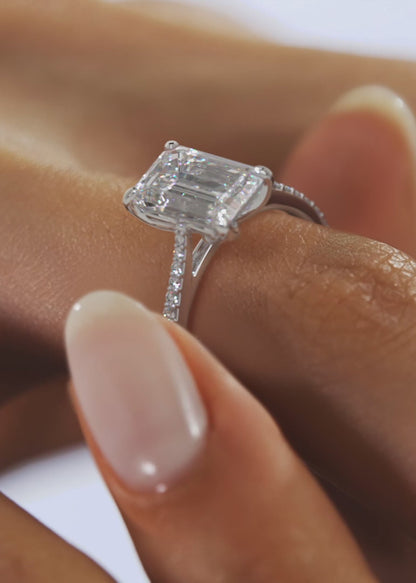 Tulip Emerald Pavé Cathedral Solitaire Ring