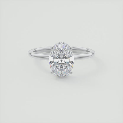 Aurora Oval Hidden Halo Ring – Lab Diamond or Moissanite