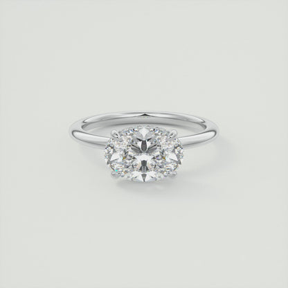 Celestia East-West Oval Hidden Halo Ring – Lab Diamond or Moissanite