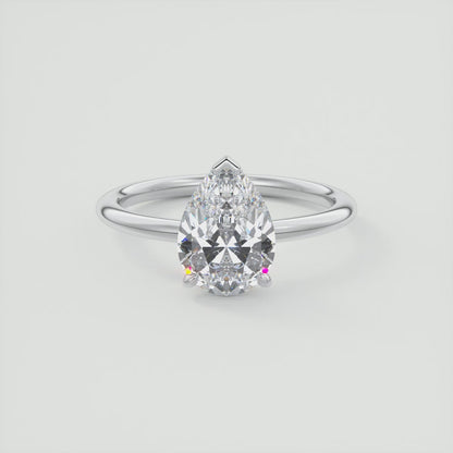 Aurora Pear Hidden Halo Ring – Lab Diamond or Moissanite