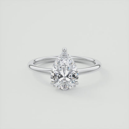 Aura Glide Pear Solitaire Ring – Lab Diamond or Moissanite