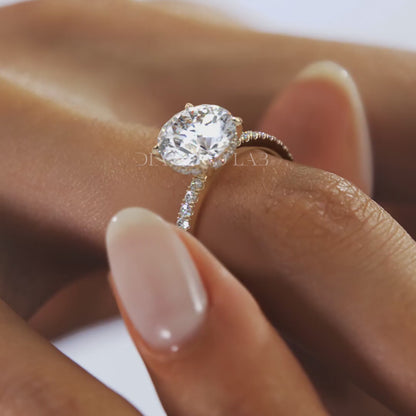 Amelie Round Hidden Halo Pavé Engagement Ring