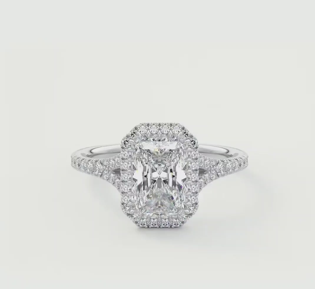 Aeris Radiant Halo Pavé Bridge Engagement Ring