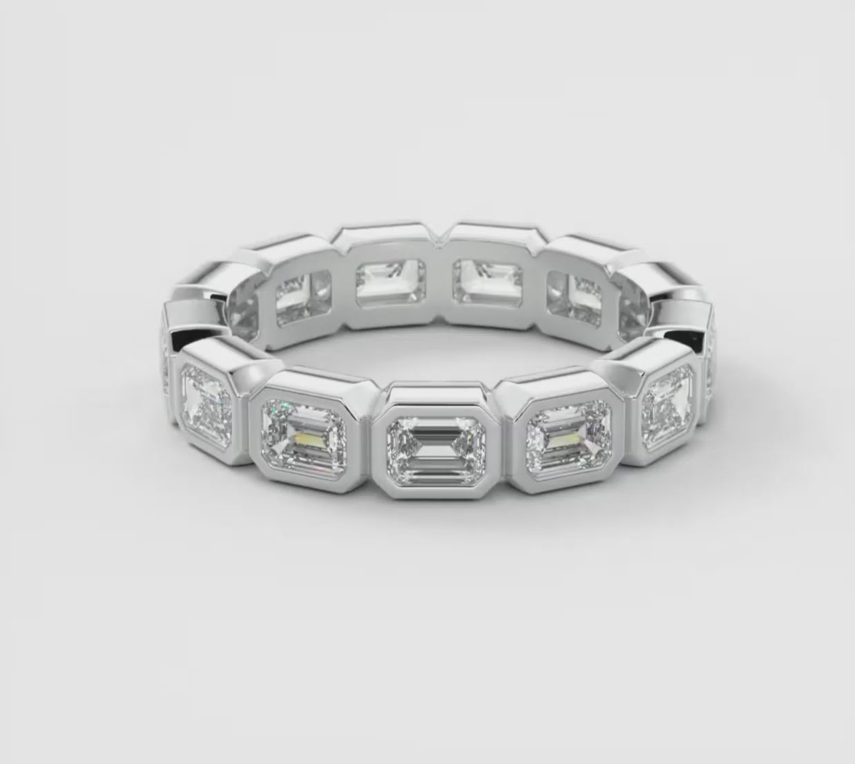 Valora East-West Emerald Bezel Eternity Band