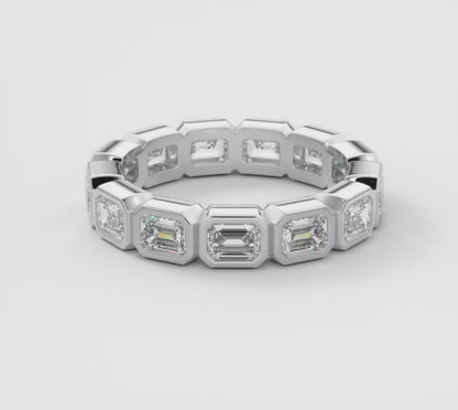 Valora East-West Emerald Bezel Eternity Band