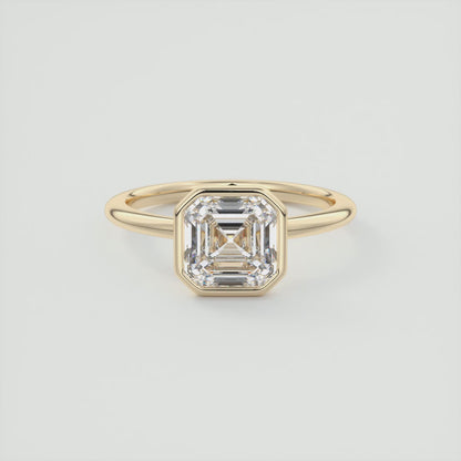 Véda Asscher Bezel Engagement Ring – Lab Diamond or Moissanite