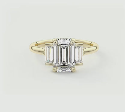 Aureline Emerald Baguette Trilogy Engagement Ring