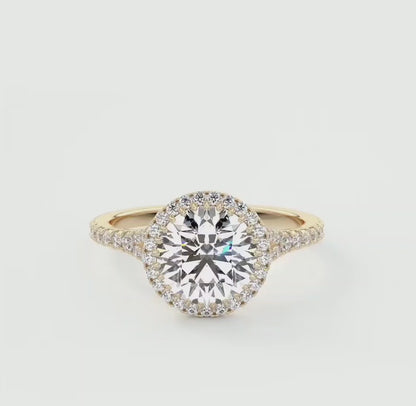 Aeris Round Halo Pavé Bridge Engagement Ring
