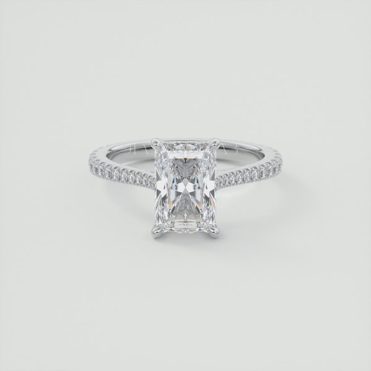 Juliette Radiant Hidden Halo Pavé Cathedral Engagement Ring