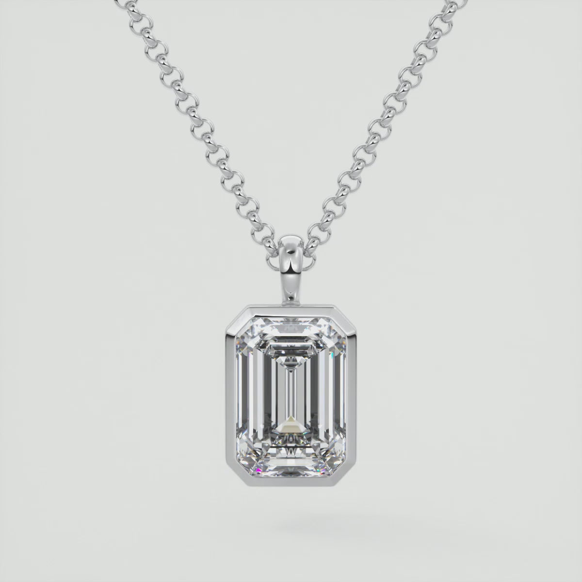 Lucienne Emerald Bezel Pendant Necklace – Lab-Grown Diamond or Moissanite