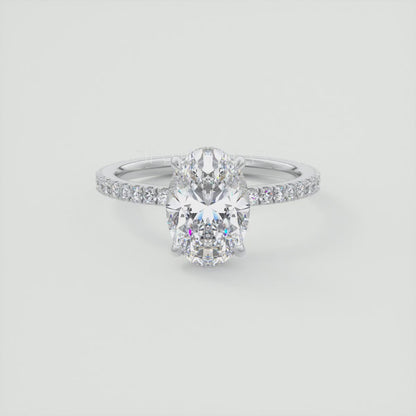 Amelie Oval Hidden Halo Pavé Engagement Ring