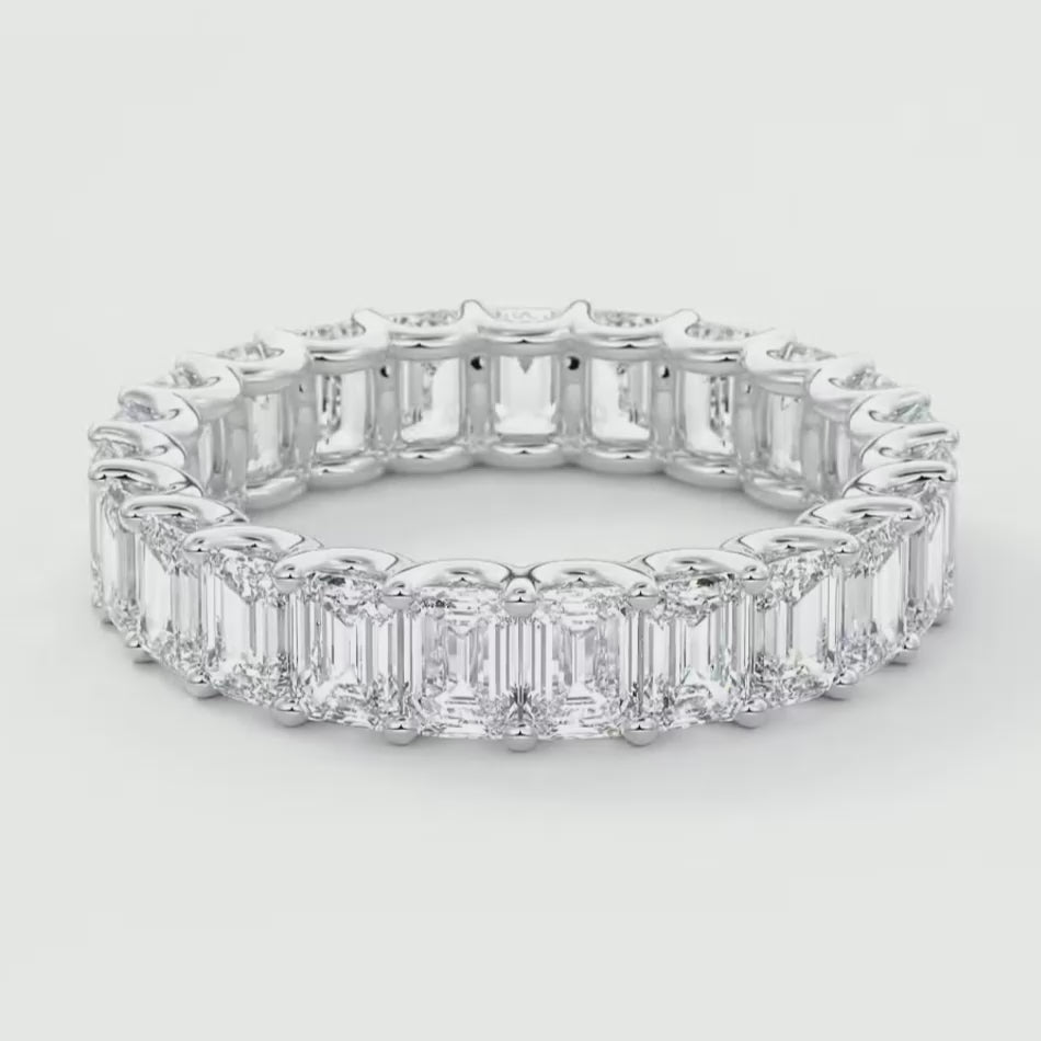 Aurelia Emerald Eternity Band 4mm – Lab-Grown Diamond or Moissanite