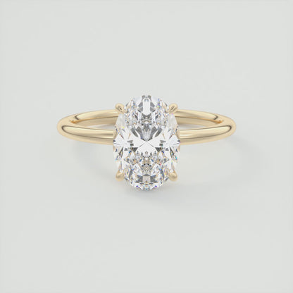 Aura Glide Oval Solitaire Ring – Lab Diamond or Moissanite