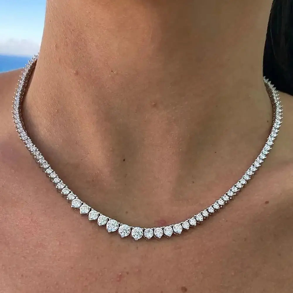 Graduated_Moissanite_Tennis_Necklace_Silver_with_18K_White_Gold_Plating_