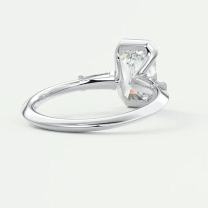 Custom made solara baguette emerald three-stone engagement ring | diamond lab