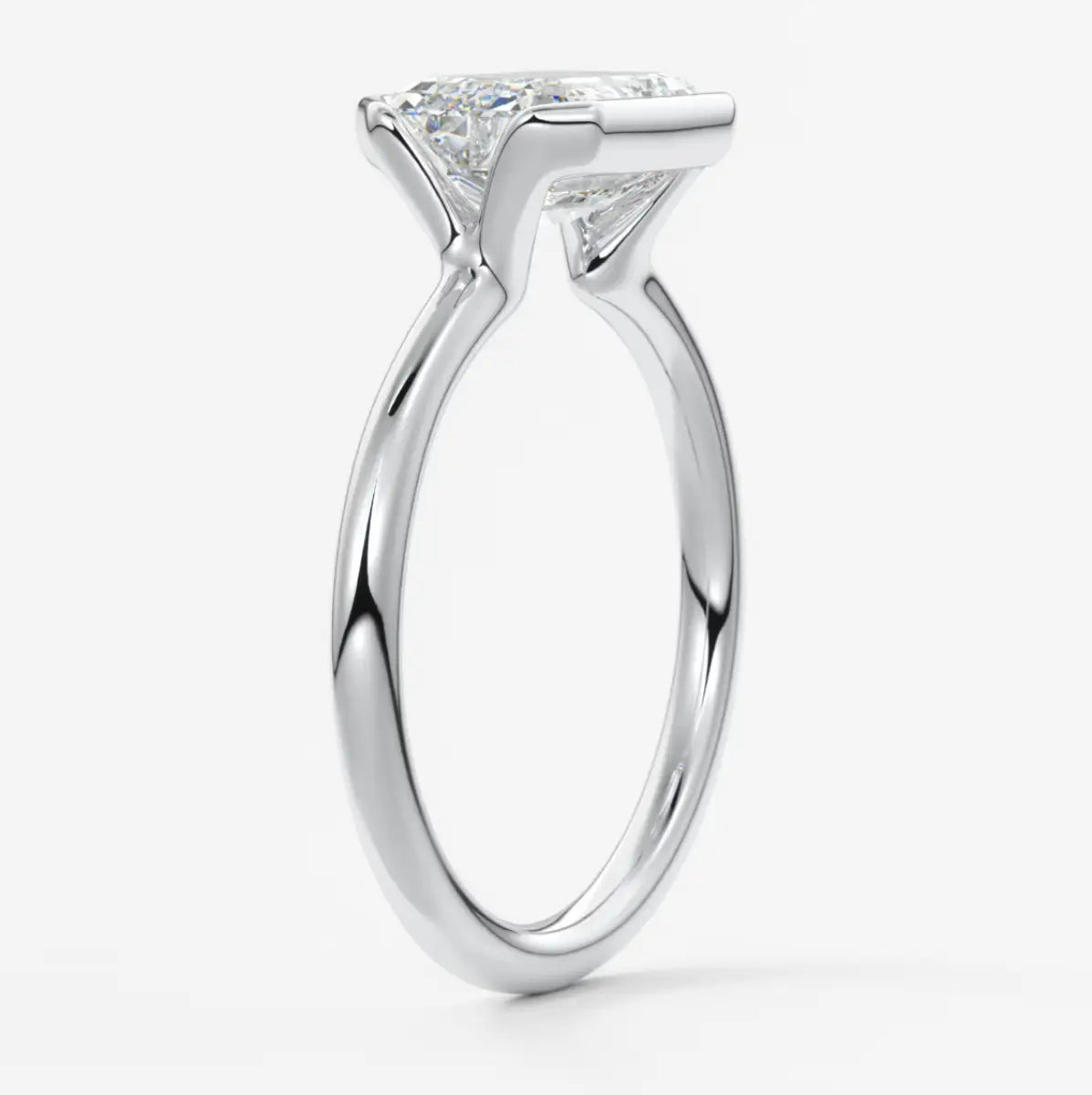 Custom made solara east-west emerald half bezel ring | lab diamond or moissanite –