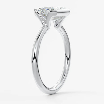Custom made solara east-west emerald half bezel ring | lab diamond or moissanite –