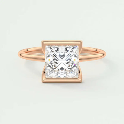 18k rose gold princess cut diamond engagement ring.