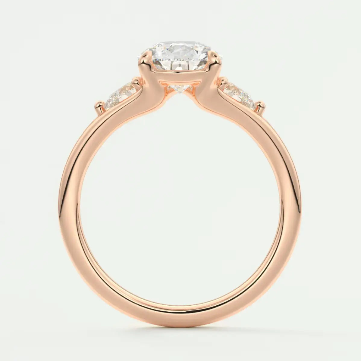 Custom made solena pear three-stone engagement ring with split shank | diamond lab