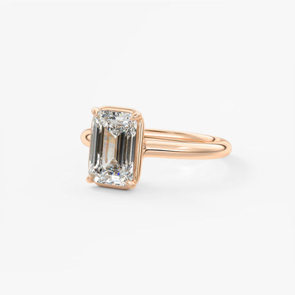 Custom made taylor bezel emerald cut engagement ring | lab diamond or moissanite –