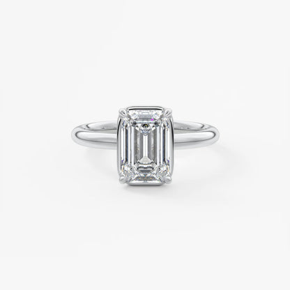 Custom made taylor bezel emerald cut engagement ring | lab diamond or moissanite –