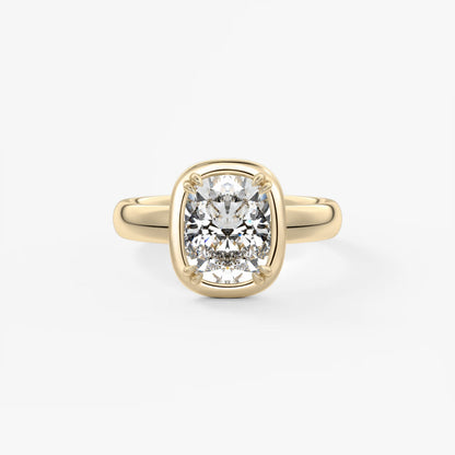 Custom made taylor grande elongated cushion lab diamond bezel engagement ring | australia
