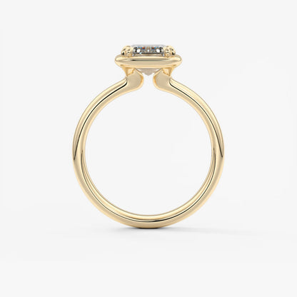 Custom made taylor grande emerald lab diamond bezel engagement ring | australia