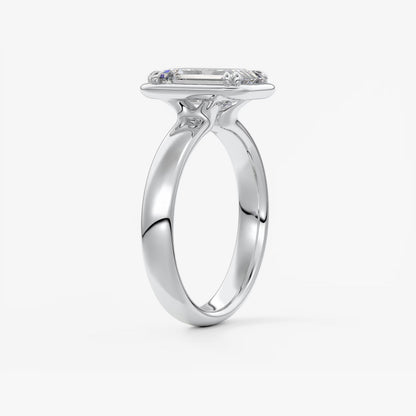 Custom made taylor grande emerald lab diamond bezel engagement ring | australia