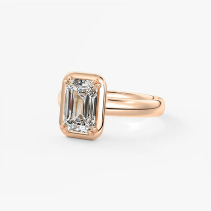 Custom made taylor grande emerald lab diamond bezel engagement ring | australia