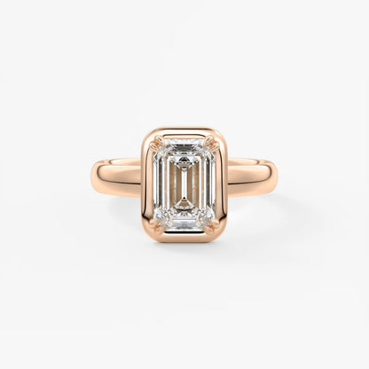 Custom made taylor grande emerald lab diamond bezel engagement ring | australia
