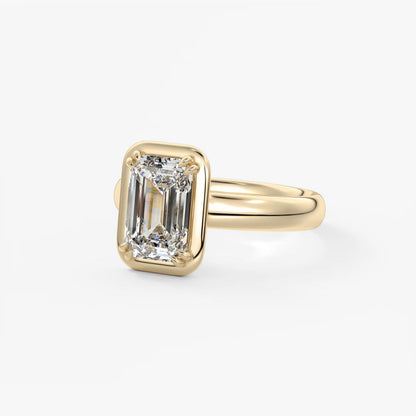 Custom made taylor grande emerald lab diamond bezel engagement ring | australia