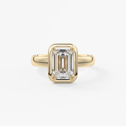 Custom made taylor grande emerald lab diamond bezel engagement ring | australia