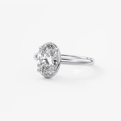Custom made taylor oval bezel engagement ring – lab diamond or moissanite