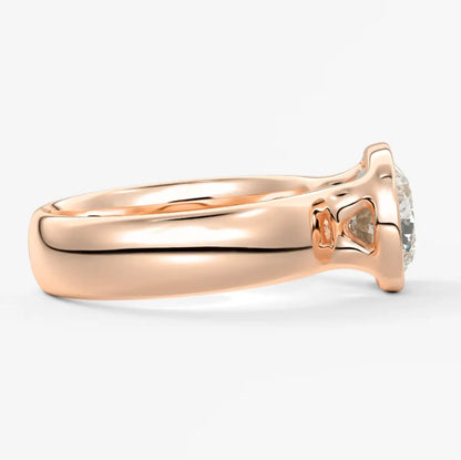 Custom made véda grande elongated cushion east-west bezel ring | diamond lab