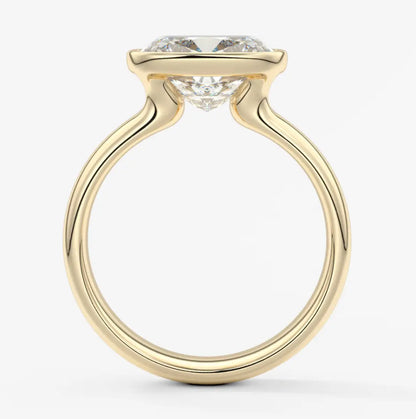 Custom made véda grande elongated cushion east-west bezel ring | diamond lab