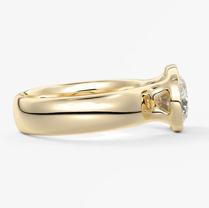 Custom made véda grande elongated cushion east-west bezel ring | diamond lab