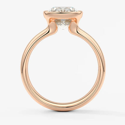 Custom made véda grande elongated cushion bezel ring | wide band | diamond lab