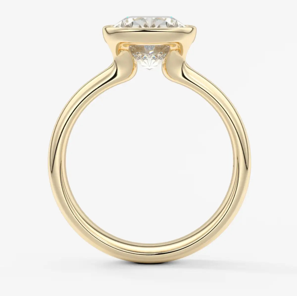 Custom made véda grande elongated cushion bezel ring | wide band | diamond lab