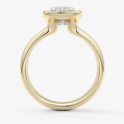 Custom made véda grande elongated cushion bezel ring | wide band | diamond lab