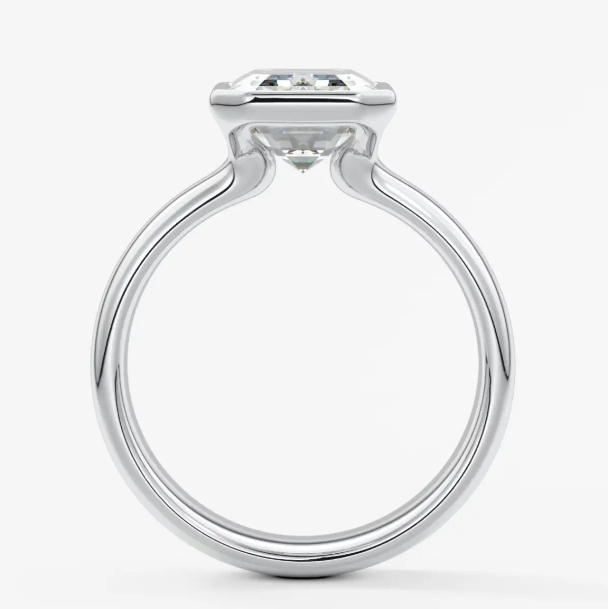 Custom made véda grande emerald bezel engagement ring | wide band | diamond lab